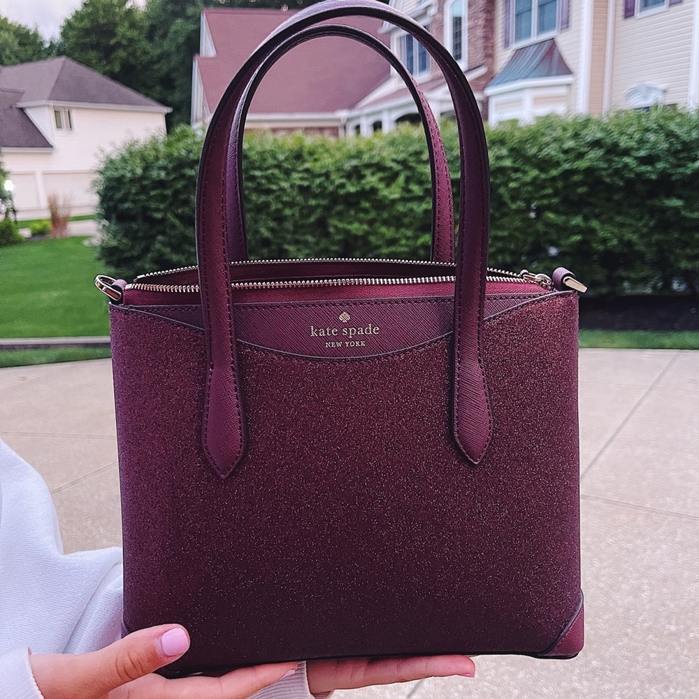 Kate Spade New York Shimmer Glimmer Medium Burgundy Handbag